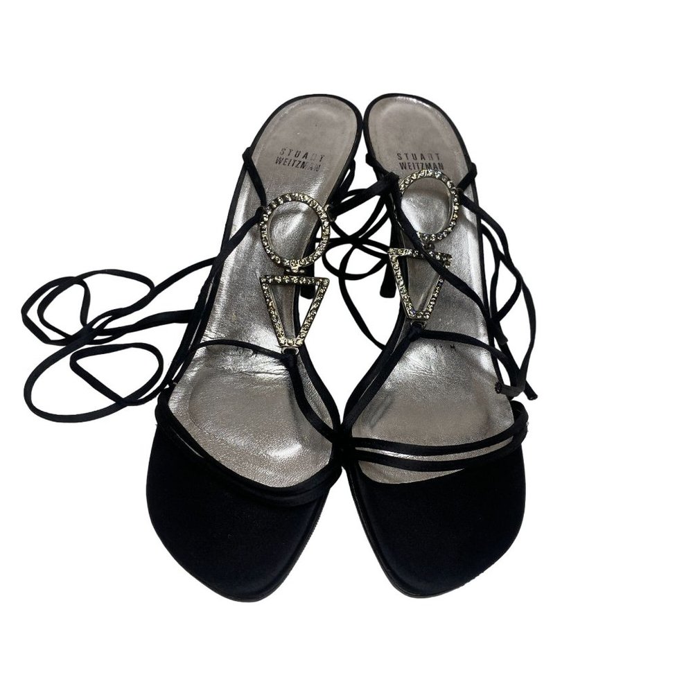 Stuart Weitzman Black Stilleto Embellished Rhinestone Women's Size 11M